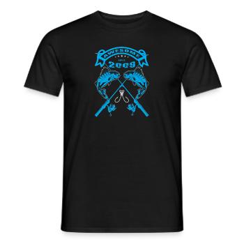 Awesome since 2009. Angel, Angler's Birthday - Men's T-Shirt - black - Front - AI Model Male 178 light (178cm)
