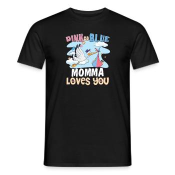 Pink or Blue Momma Loves You Best Mom Ever - Männer T-Shirt - Schwarz - Vorne - AI Model Male 178 light (178cm)