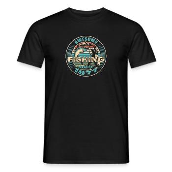 Génial depuis 1977. Angel, l’anniversaire du pêcheur - T-shirt homme - noir - Devant - AI Model Male 178 light (178cm)