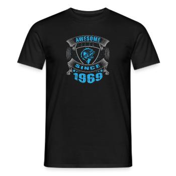 Awesome since 1969. Angel, Angler Birthday - Men's T-Shirt - black - Front - AI Model Male 178 light (178cm)