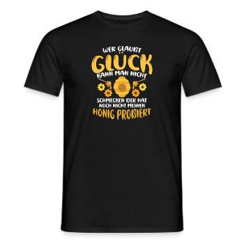 Wer Glaubt Glück Kann Man Nicht Schmecken Honig - Männer T-Shirt - Schwarz - Vorne - AI Model Male 178 light (178cm)