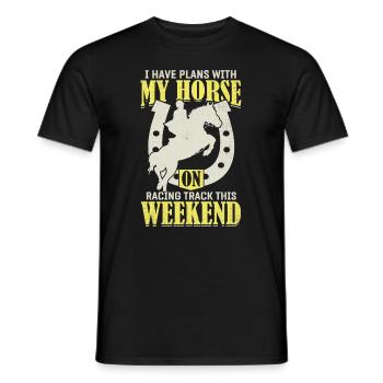 I have plans with my horse - barrel - Men's T-Shirt - black - Front - AI Model Male 178 light (178cm)