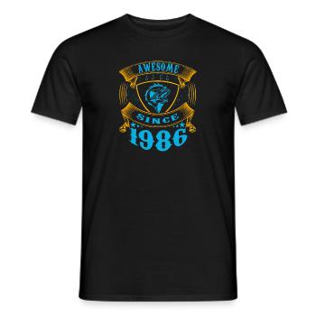 Awesome since 1986. Angel, Angler's birthday - Men's T-Shirt - black - Front - AI Model Male 178 light (178cm)