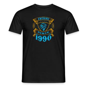 Génial depuis 1990. Angel, l’anniversaire du pêcheur - T-shirt homme - noir - Devant - AI Model Male 178 light (178cm)