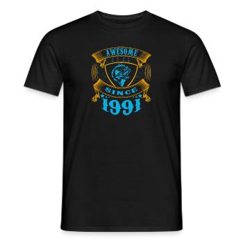 Génial depuis 1991. Angel, l’anniversaire d’un pêcheur - T-shirt homme - noir - Devant - AI Model Male 178 light (178cm)