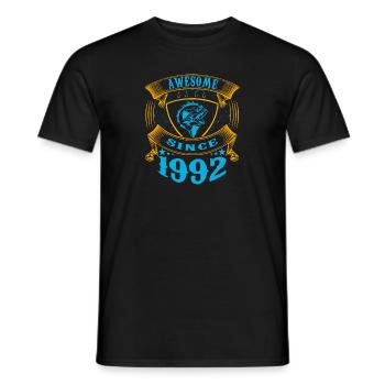 Awesome since 1992. Angel, Angler's birthday - Men's T-Shirt - black - Front - AI Model Male 178 light (178cm)