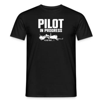 Pilot In Progress Please Wait Loading Plane - Männer T-Shirt - Schwarz - Vorne - AI Model Male 178 light (178cm)