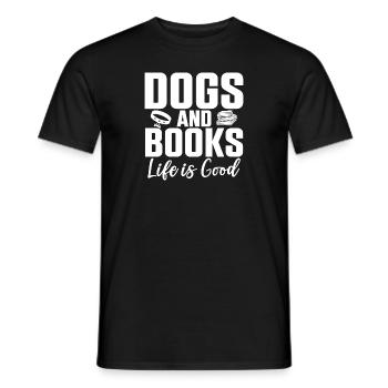 Dogs And Books Life Is Good Dog Owner Paws - Men's T-Shirt - black - Front - AI Model Male 178 light (178cm)