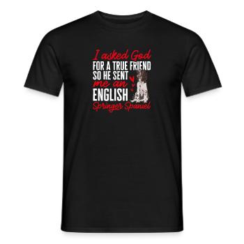 English Springer Spaniel Dog - Men's T-Shirt - black - Front - AI Model Male 178 light (178cm)