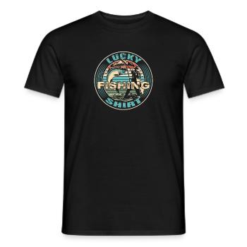 Lucky Fishing Shirt. Fishing anglers, fishing, - Men's T-Shirt - black - Front - AI Model Male 178 light (178cm)