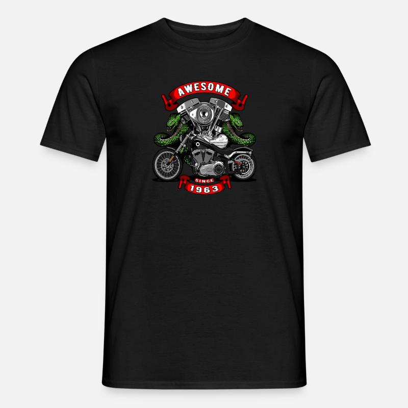 Awesome since 1963, Biker Geburtstag - Männer T-Shirt - Schwarz