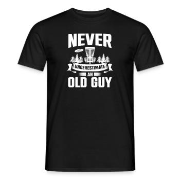 Never Underestimate An Old Guy Disc Golf Course - Men's T-Shirt - black - Front - AI Model Male 178 light (178cm)