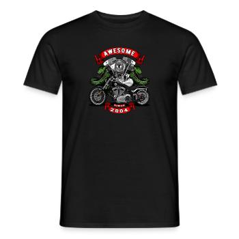 Génial depuis 2004, anniversaire du motard - T-shirt homme - noir - Devant - AI Model Male 178 light (178cm)
