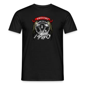 Awesome since 1980, Biker Geburtstag - Männer T-Shirt - Schwarz - Vorne - AI Model Male 178 light (178cm)