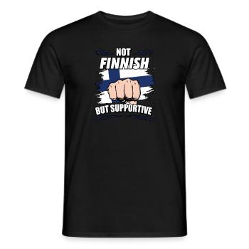 Not Finnish But Supportive Travel Tourist Finnish - Men's T-Shirt - black - Front - AI Model Male 178 light (178cm)