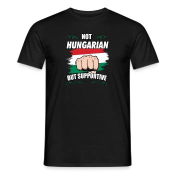 Not Hungarian But Supportive Travel Tourist - Männer T-Shirt - Schwarz - Vorne - AI Model Male 178 light (178cm)