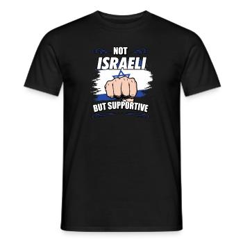 Not Israeli But Supportive Travel Tourist Israeli - Men's T-Shirt - black - Front - AI Model Male 178 light (178cm)