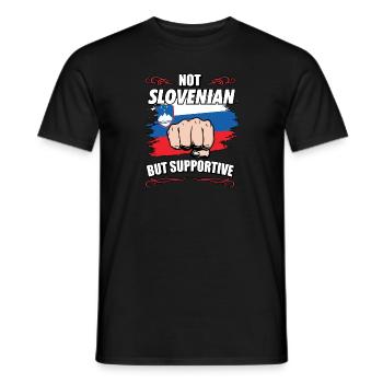 Pas slovène mais touristique de voyage de soutien - T-shirt homme - noir - Devant - AI Model Male 178 light (178cm)