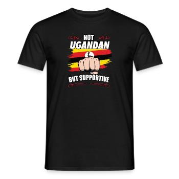 Not Ugandan But Supportive Travel Tourist Ugandan - Men's T-Shirt - black - Front - AI Model Male 178 light (178cm)