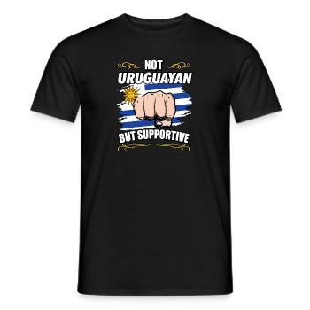 Not Uruguayan But Supportive Travel Tourist - Men's T-Shirt - black - Front - AI Model Male 178 light (178cm)