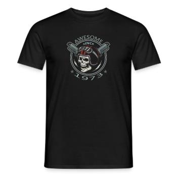 Awesome since 1973, Biker's Birthday - Men's T-Shirt - black - Front - AI Model Male 178 light (178cm)