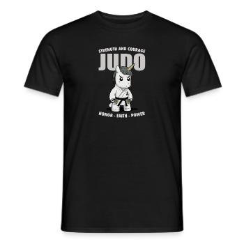 Judo Honor Unicorn - Moderne japanische - Männer T-Shirt - Schwarz - Vorne - AI Model Male 178 light (178cm)