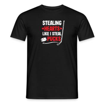 Hockey stehele herzen valentinstag hockeyspieler - Männer T-Shirt - Schwarz - Vorne - AI Model Male 178 light (178cm)
