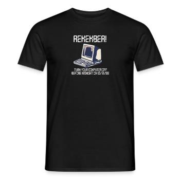 Funny y2k Computer Shirt, 1999, Funny Tech Shirts, - Men's T-Shirt - black - Front - AI Model Male 178 light (178cm)