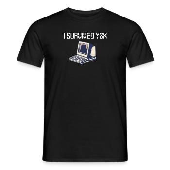 Funny y2k Computer Shirt, 1999, Funny Tech Shirts, - Men's T-Shirt - black - Front - AI Model Male 178 light (178cm)