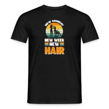 Neuer Montag. Neue Woche. Neue Haare. - Männer T-Shirt - Schwarz - Vorne - AI Model Male 178 light (178cm)