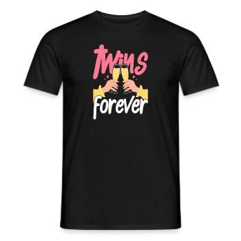 Twin siblings party with glass - Men's T-Shirt - black - Front - AI Model Male 178 light (178cm)