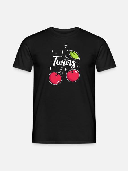 Sour cherries twin siblings design - Men's T-Shirt - black
