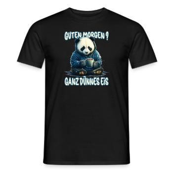 Ganz Dünnes Eis Morgenmuffel Panda Bär Kaffee - Männer T-Shirt - Schwarz - Vorne - AI Model Male 178 light (178cm)