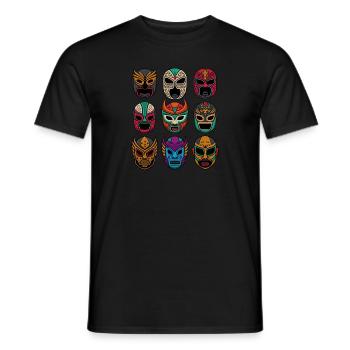 Retro Lucha Libre - Masken der Legenden - Männer T-Shirt - Schwarz - Vorne - AI Model Male 178 light (178cm)
