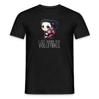 Volleyball Panda Girl - Ich will nur Volleyball - Männer T-Shirt - Schwarz - Vorne - AI Model Male 178 light (178cm)
