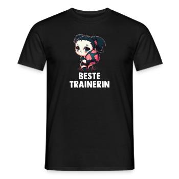 Volleyball Trainerin Panda Mädchen - Volleyball - Männer T-Shirt - Schwarz - Vorne - AI Model Male 178 light (178cm)