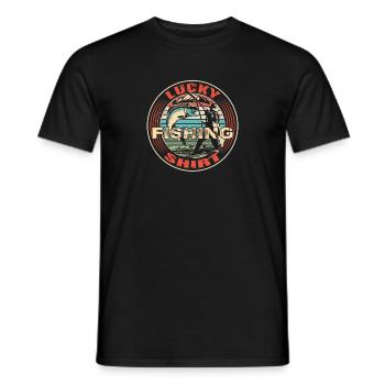 Lucky Fishing Shirt. Fishing anglers, fishing, - Men's T-Shirt - black - Front - AI Model Male 178 light (178cm)