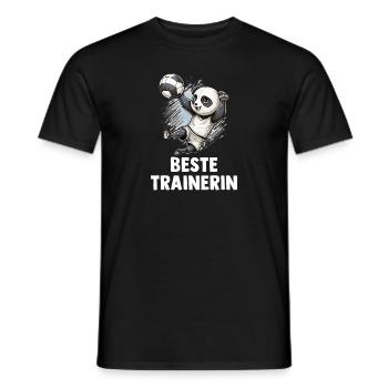 Volleyball Trainerin Panda - Volleyball Coach - Männer T-Shirt - Schwarz - Vorne - AI Model Male 178 light (178cm)