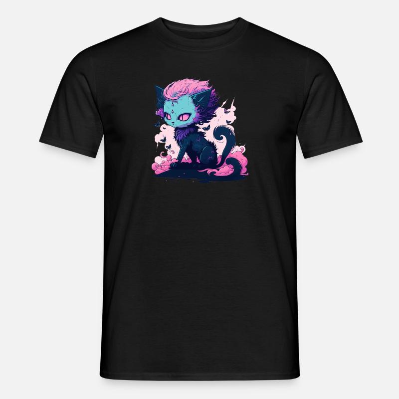 Niedliche Dämon Katze Mädchen - Kawaii Anime Katze - Männer T-Shirt - Schwarz