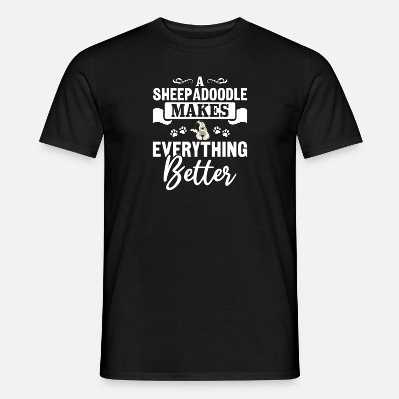 Sheepadoodle Doodle Hund - Männer T-Shirt - Schwarz