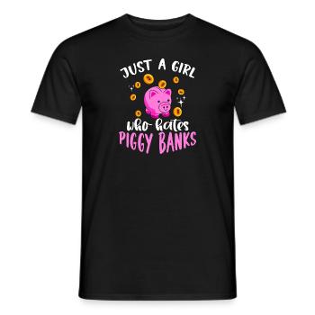 Just A Girl Who Hates Piggy Banks - Männer T-Shirt - Schwarz - Vorne - AI Model Male 178 light (178cm)