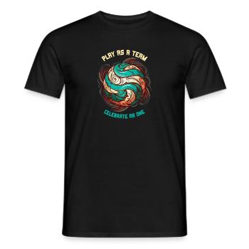 Play as a team Celebrate as a funny volleyba - Men's T-Shirt - black - Front - AI Model Male 178 light (178cm)