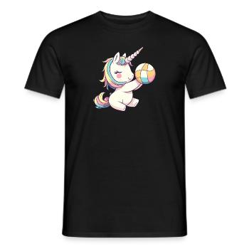 Einhörner & Mädchen lieben Volleyball - Servieren - Männer T-Shirt - Schwarz - Vorne - AI Model Male 178 light (178cm)