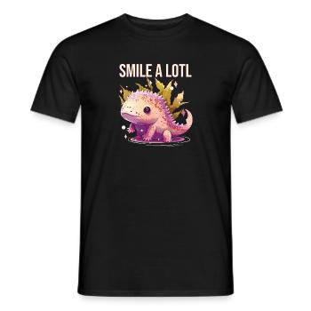 Smile A Lotl Axolotl Lover Amphibian Mexican Walki - Men's T-Shirt - black - Front - AI Model Male 178 light (178cm)