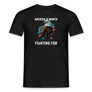 America is Worth Fighting For American Bald Eagle - Männer T-Shirt - Schwarz - Vorne - AI Model Male 178 light (178cm)