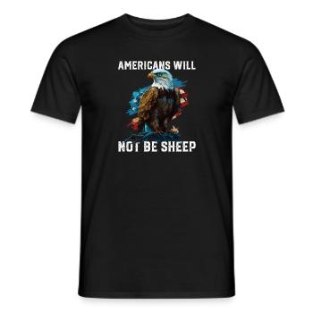 Les Américains ne seront pas des moutons patriotisme 4ème - T-shirt homme - noir - Devant - AI Model Male 178 light (178cm)