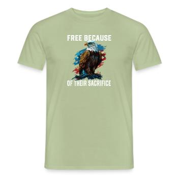 Libres à cause de leur sacrifice Chauve américain - T-shirt homme - vert sauge - Devant - AI Model Male 178 light (178cm)