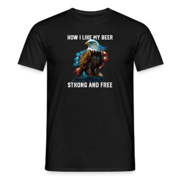 How I Like My Beer Strong And Free Alcoholic - Men's T-Shirt - black - Front - AI Model Male 178 light (178cm)