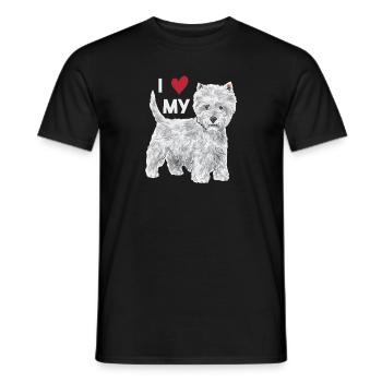 West Highland White Terrier Westie - Männer T-Shirt - Schwarz - Vorne - AI Model Male 178 light (178cm)