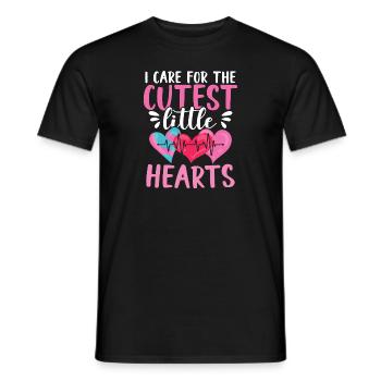 I Care For The Cutest Little Hearts - Men's T-Shirt - black - Front - AI Model Male 178 light (178cm)